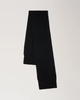 Chunky Ribbed Scarf Black Lambswool Women