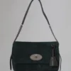 Medium Lily Top Handle Pre-Loved Mulberry Green & Black Leopard Suede