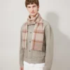 Mega Check Scarf Cashmere Taupe & Eggshell Cashmere Blend