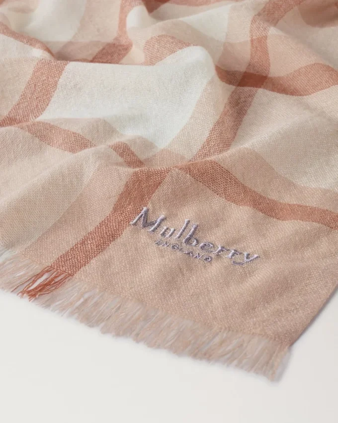 Mega Check Scarf Cashmere Taupe & Eggshell Cashmere Blend