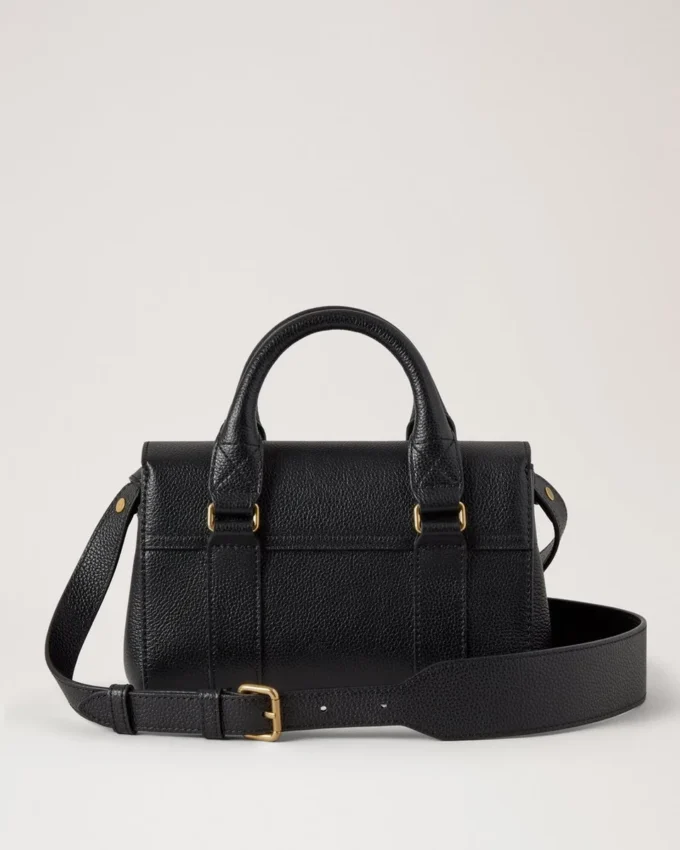 Mini Bayswater Black Small Classic Grain Top Handle Bags