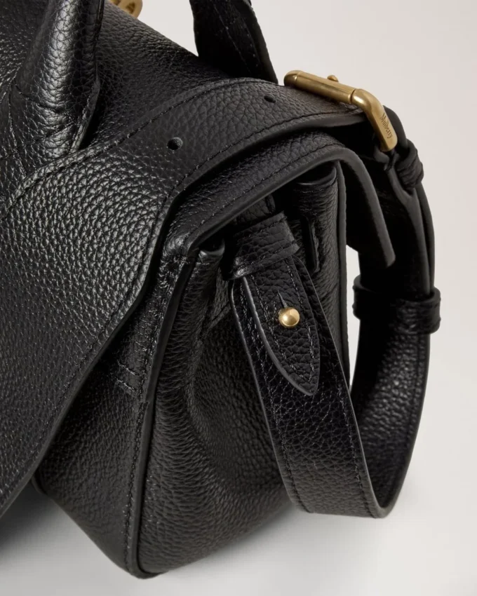 Mini Bayswater Black Small Classic Grain Top Handle Bags