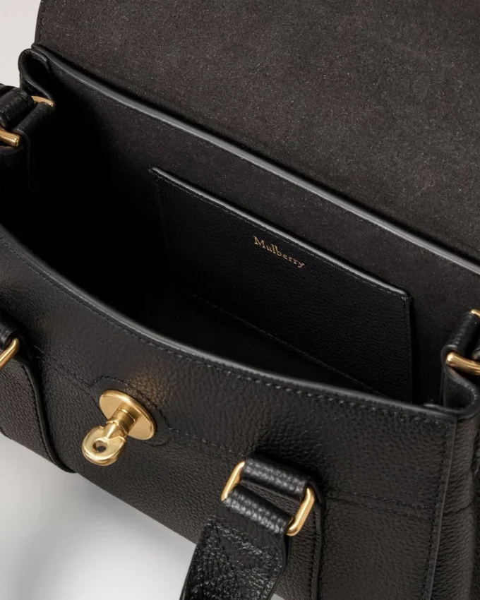 Mini Bayswater Black Small Classic Grain Top Handle Bags