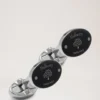 Oval Tree and Rivet Cufflinks Black Enamel Men