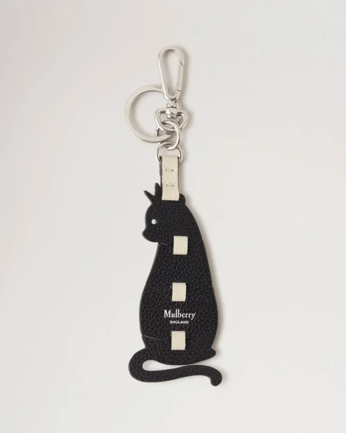 Puzzle Keyring – Cat Black Silky Calf & Small Classic Grain