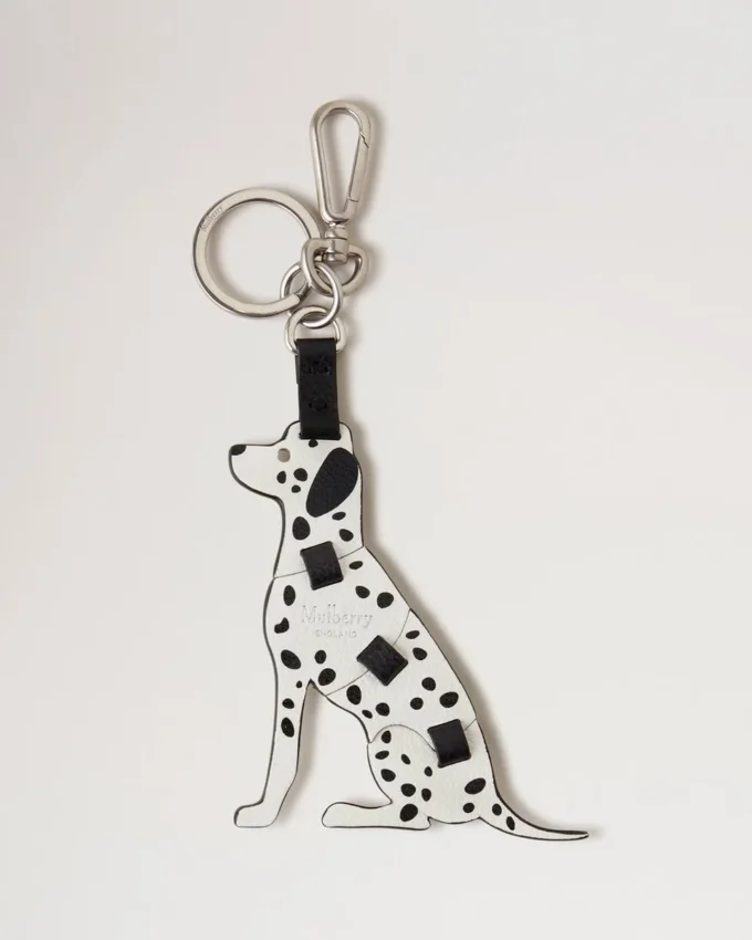Puzzle Keyring – Dalmatian Black & White Silky Calf & Small Classic Grain