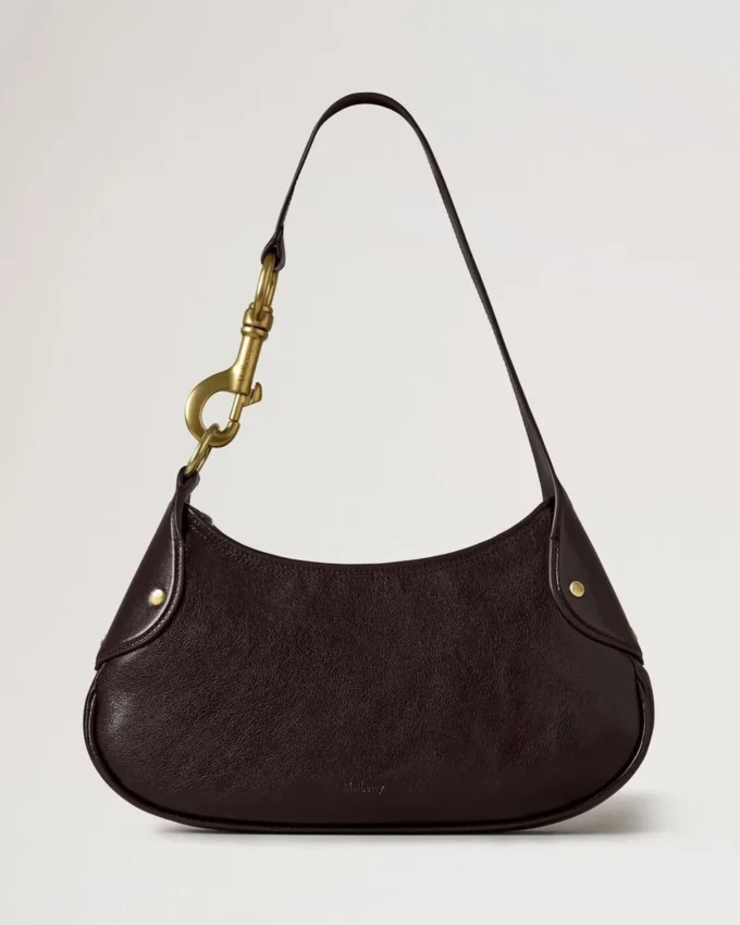Small Hackney Shoulder Bag Ebony Shiny Buffalo Top Handle Bags